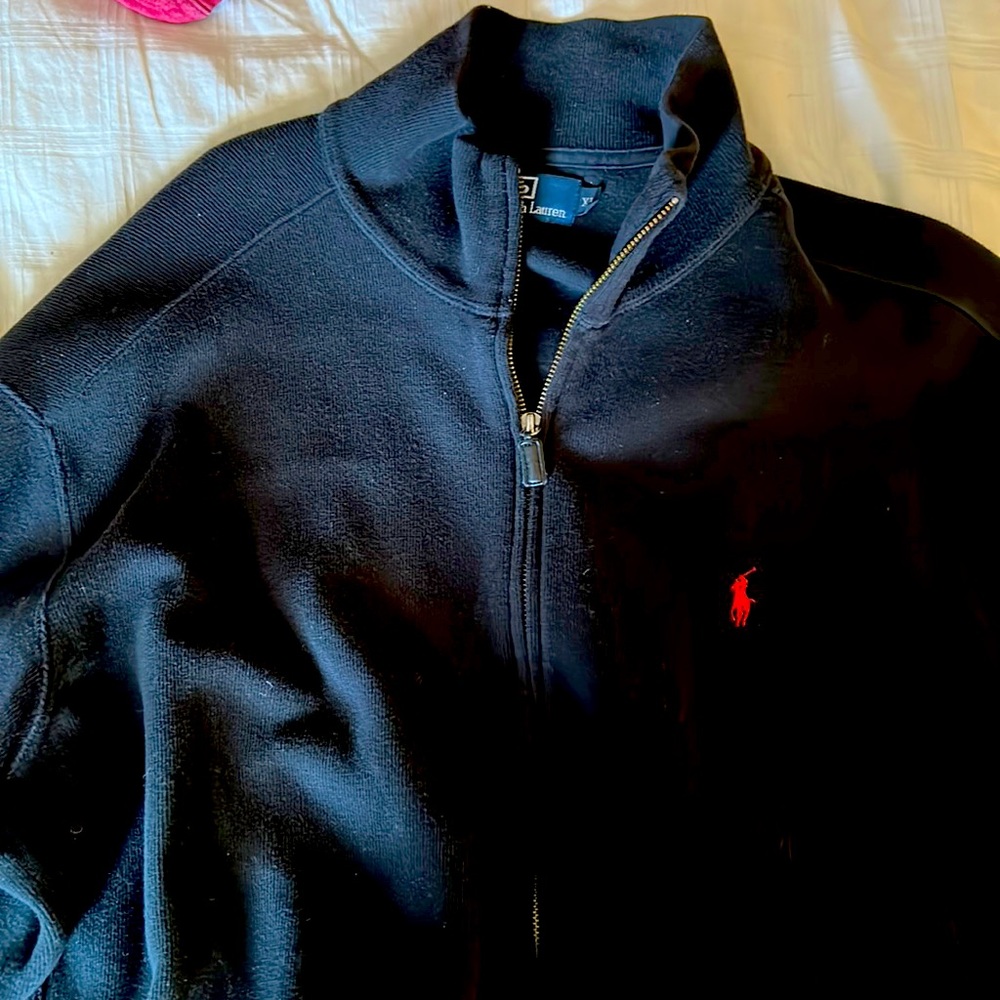 Polo zip up sweater w pockets